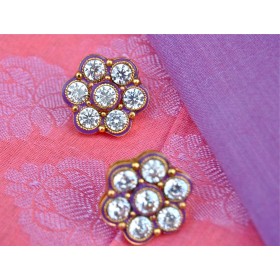 Antique Round Diamond Floral Stud Earrings